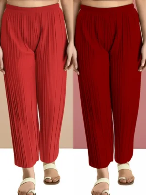 Women Stylish Palazzo Combo Red & Maroon